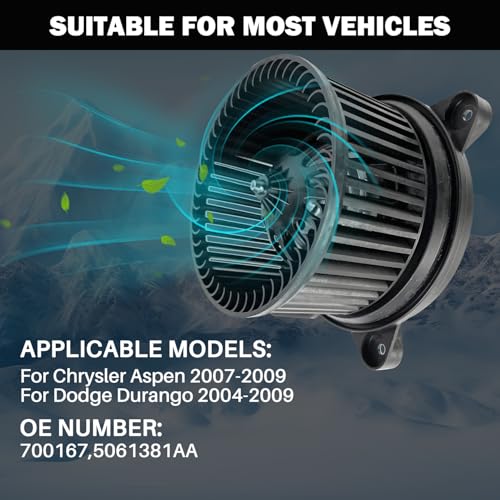Image of 700167 AC Heater Blower Motor Fan Assembly Fit for Chrysler Aspen 2007 2008 2009 ,for Dodge Durango 2004 2005 2006 2007 2008 2009 5061381AA