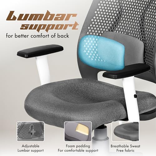 Image of Da URBAN AeroFlex Office Chair, Mid Back Mesh Ergonomic Home Office Desk Chair with 1 Year Warranty,Tilt Lock Mechanism (Grey)