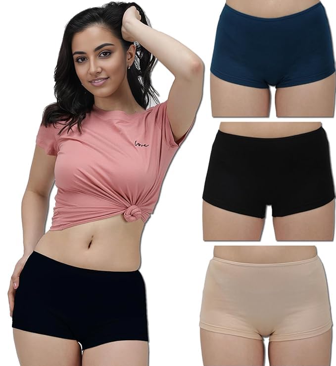 louryn koulyn Women's Ice Silk Seamless Boyshort Panty, (Pack of 3 Panty)-picture-15