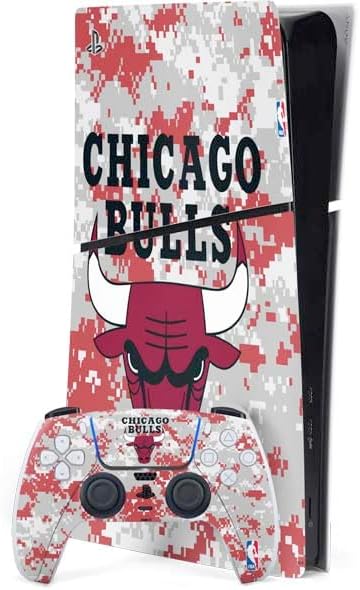 Skinit Decal Gaming Skin Compatible with PS5 Slim Digital Edition Bundle - Officially Licensed NBA Chicago Bulls Digi Camo Design