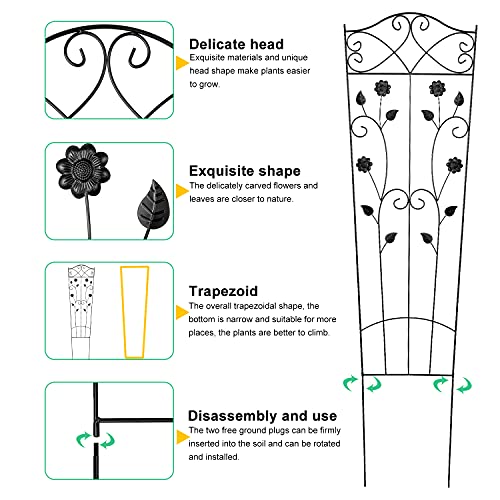 4-Packs-59×16-Trapezoidal-Garden-Trellis-Climbing-Plants-Sturdy-Iron-Support-Metal-for-Rose-Vegetable-Flower-Black 4 Packs 59×16 Trapezoidal Garden Trellis Climbing Plants Sturdy Iron Support Metal for Rose Vegetable Flower Black