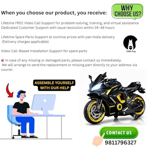 Image of LITTLE PUP Yamaha R9 Battery Operated Bike for Kids | Electric Bike for Child | LED Light & Music | Baby Ride on Toy Rechargeable Battery | for Kids to Drive 2 to 10 Years Boys and Girls (Black)
