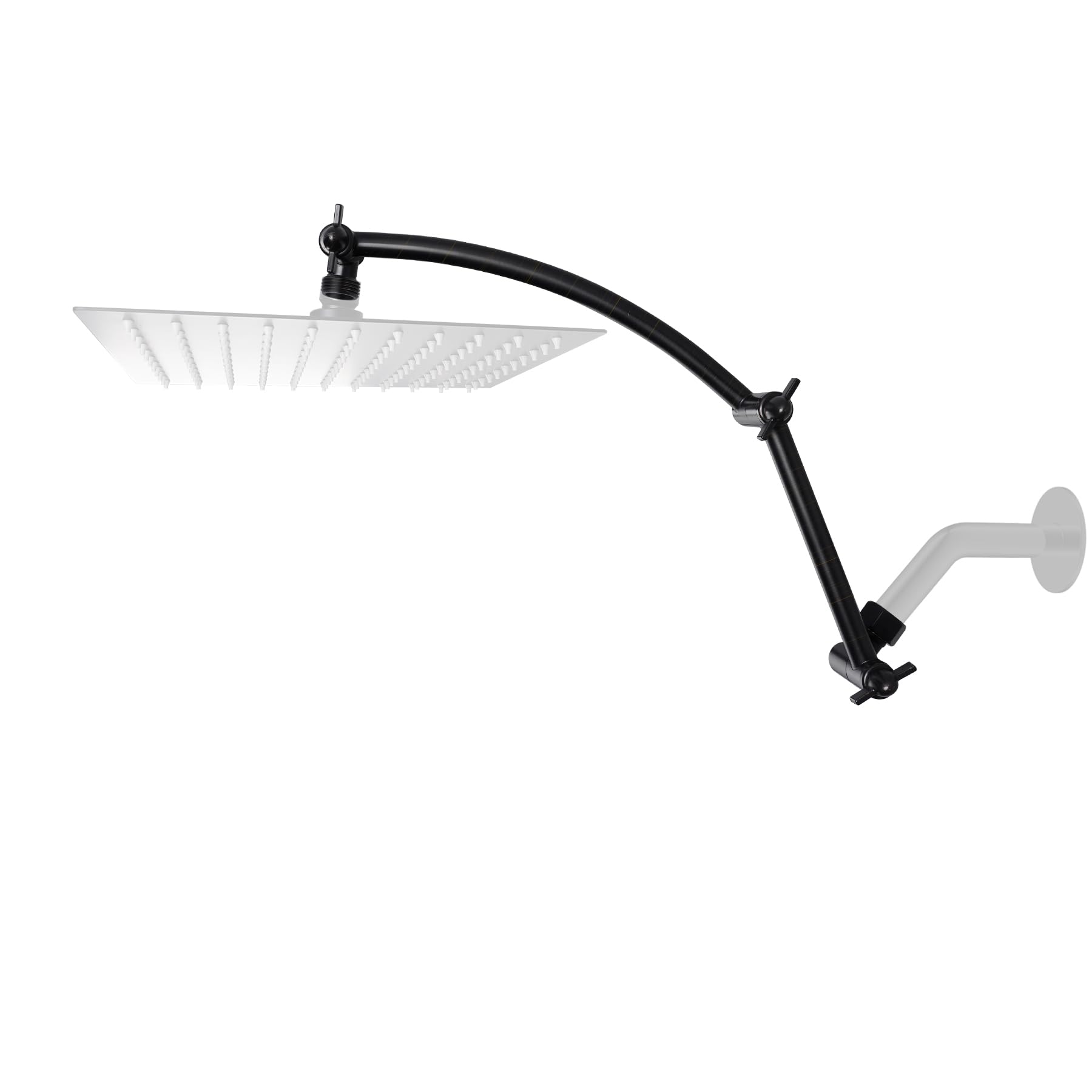 Hibbent All Metal 16'' Shower Head Extension Arm, Solid Brass Flexible Height & Angle Adjustable Shower Head Arm Extender with Lock Joints, Stainless Steel G1/2 Universal Connection, Oil-Rubbed Bronze