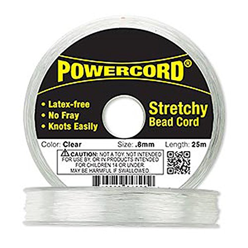 Powercord Elastic Clear 0.8mm. 0.0314 inch 25-meter spool.