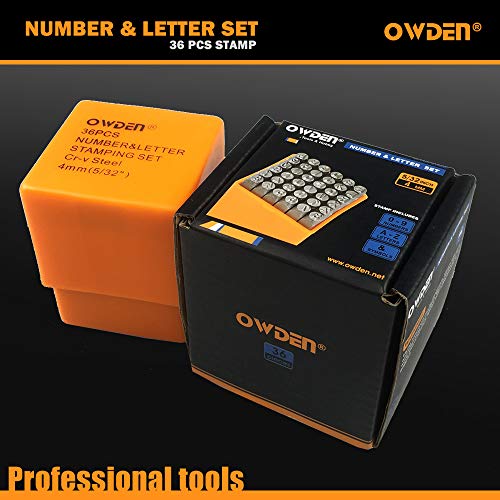 Image of OWDEN 36Pcs. Steel Metal Stamping Kit,Heat-Treated Alloy Steel,(5 /32 inch,4mm) | Number and Letter Punch set,Leaving Impressions and Marks on Metal,Also Suitable for DIY Jewelry Making.