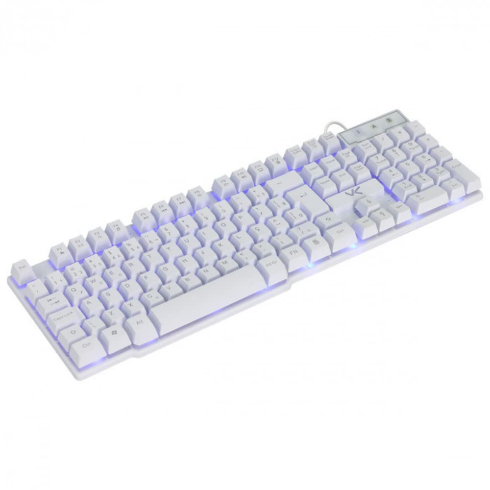 TECLADO GAMER VX GAMING HYDRA BRANCO ABNT2 MULTIMÍDIA COM LED AZUL