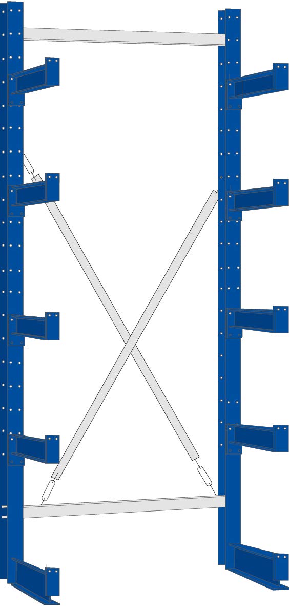 Regalwerk KARL - Scaffale a braccio doppio, 2 |750, piano di base su un lato, 2000 x 1000 x 620 mm, portata 750 kg, 5 livelli, braccio regolabile