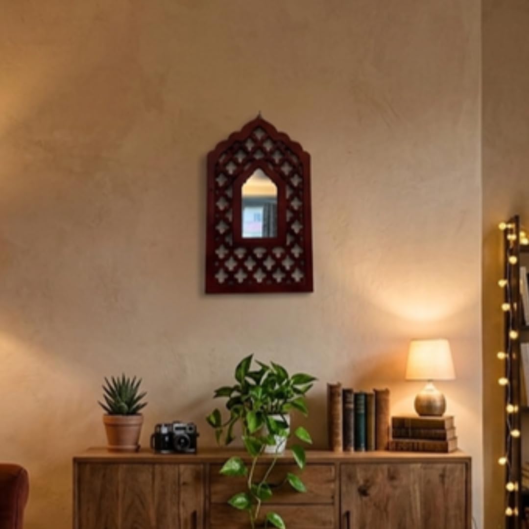 Mughal Jharokha Mirror - Handmade Wooden Wall Art -6