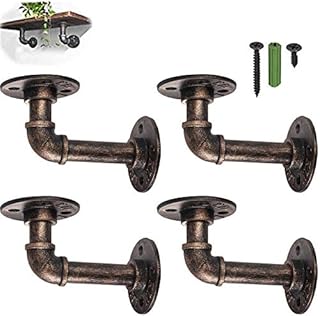 Pipe Shelf Brackets, eSynic 4Pcs Pipe Shelf Bracket Tube Rack Industrial Shelf for Book Shelf Rustic Floating Shelves Plumbing Pipe Shelf for Scaffold Board (9 * 13cm)