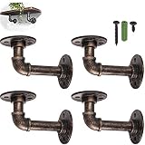eSynic 4PCS Rohr Regalhalterungen Industrial Regal für Bücherregal Rustikale schwimmende Regale Sanitär Rohrregal Schlafzimmer Bad Küche Büro Gerüstplatte usw. (9 * 13 cm)
