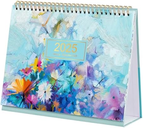 2025 Desk Calendar - Standing Flip Desktop Calendar 2025, 9.8