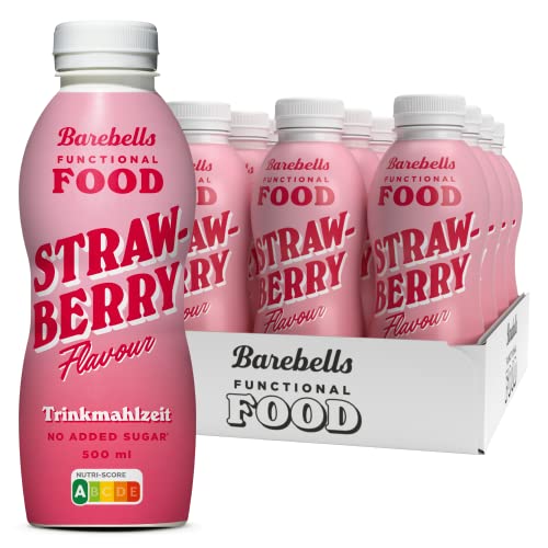 Barebells FOOD Trinkmahlzeit - Lecker, Laktosefrei, zuckerarm, angereichert mit vitaminen und mineralen. 36 g Eiweiß pro Portion, 500ml x 12 (Erdbeere)