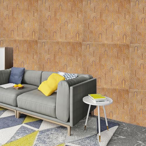 Image of WrapWall 3D Wallpaper Self Adhesive Foam Pack of 8 (70x70 cm) | Waterproof Brick Design Wallpaper |Peel & Stick DIY Wall Decor for Living Room Bedroom Kitchen (8, Brown UShape)