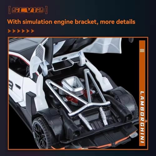 Image of 1:32 Scale Lamborghini Essenza SCV12 Toy Car | Metal Pullback Diecast Car for Kids with Openable Doors, Sound, Light Effects Toy for Car Enthusiasts (Color As Per Available),multicolor