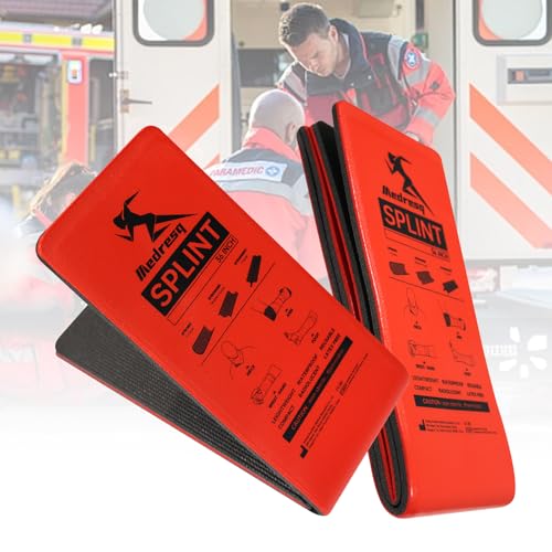 Image of 2pc First Aid Splint Kit - Lightweight & Reusable Arm and Leg Fracture Support for Trauma Emergencies, Essential First Aid Equipment for Home, Car & Outdoor Use(Red)
