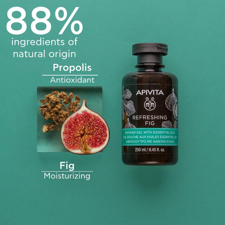 APIVITA Refreshing Fig Shower Gel | Moisturizing & Revitalizing Body Wash with Fig, Propolis & Essential Oils, 250 mL / 8.45 oz - Image 2
