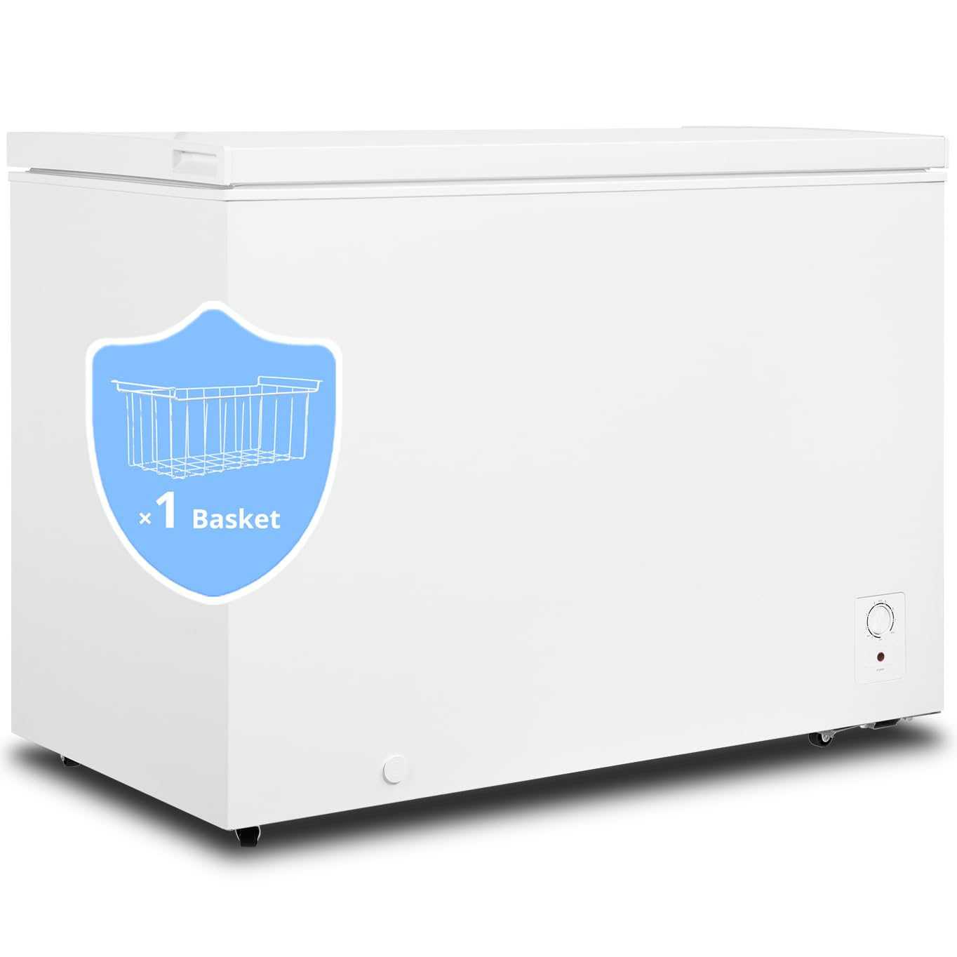 SMETA Chest Freezer 14.0 Cubic Feet, Deep Large Freezers Top Door with Removable Basket, Adjustable Thermostat 4 Wheels, Energy Saving, Large Storage for Garage, Kitchen, Office, White
