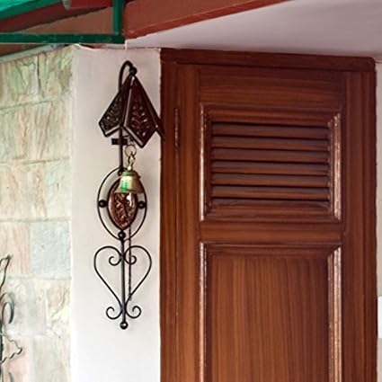 Kraftee Wood Iron Brass Door Hanging (29 inch, Black)