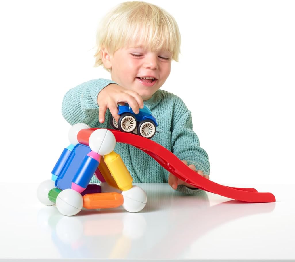 SmartMax Stunt Cars (Basic Stunt) STEM Magnetic Discovery Building Set with Moving Vehicles Featuring Safe, Extra-Strong, Oversized Building Pieces for Ages 3+ - Image 8