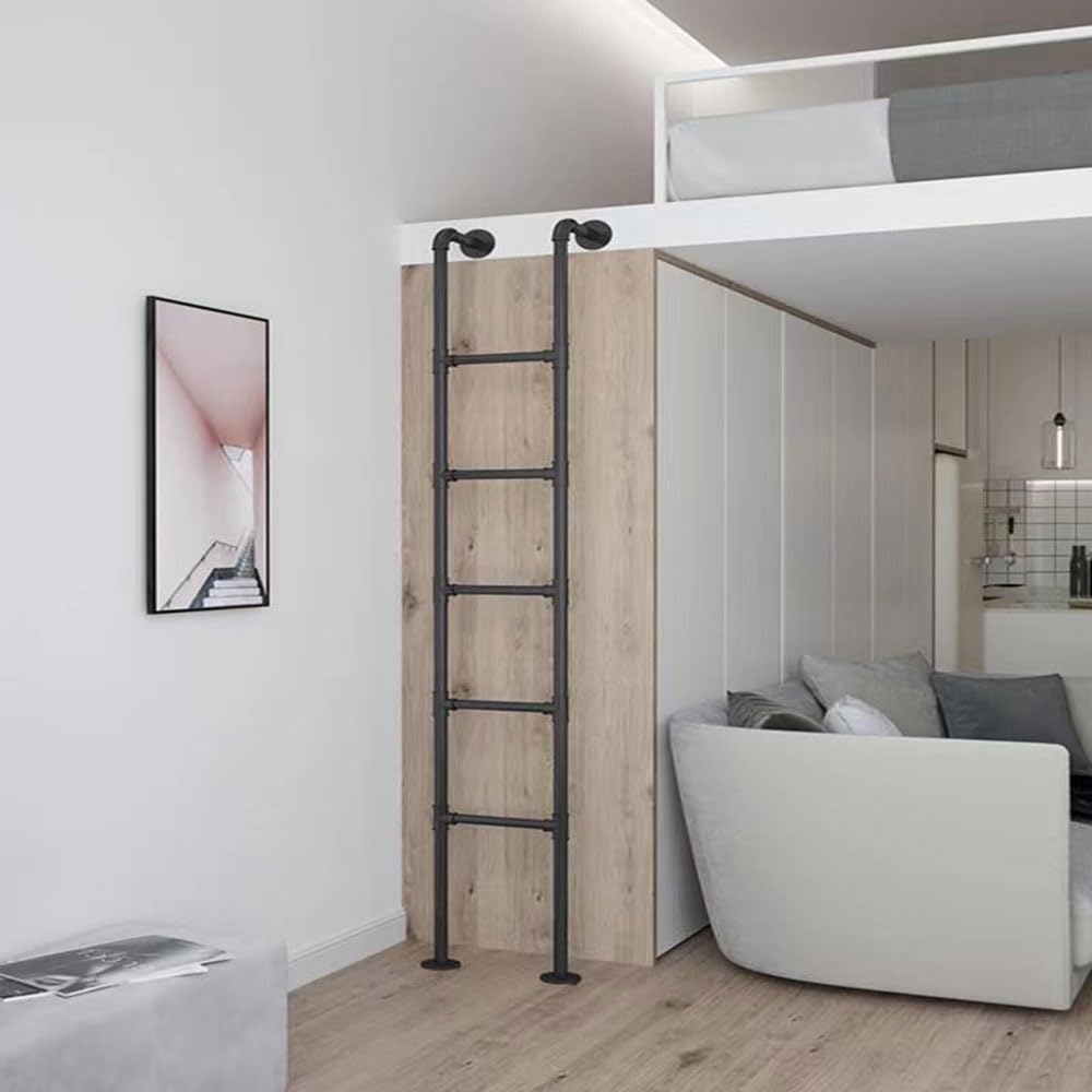 Échelle métallique pour lits superposés et mezzanine fixe au mur