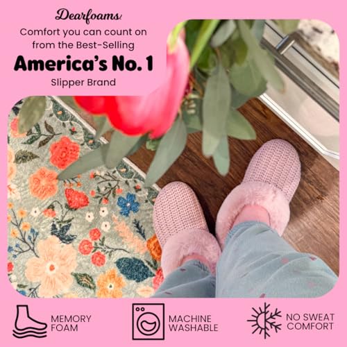Image of Dearfoams Women's Memory Foam Cozy Soft House Slippers Gifts for Women Hannah Knit Clog House Shoes