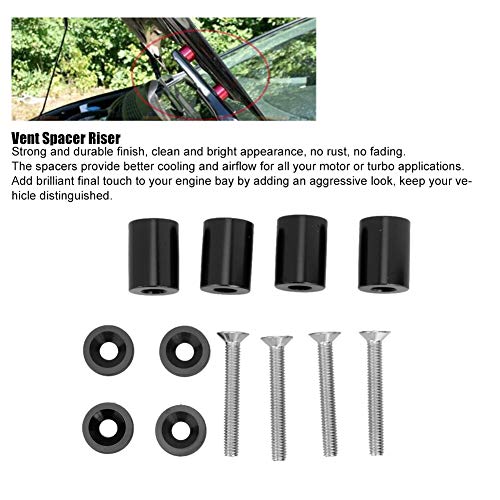 Spacer Riser, Car Aluminum Alloy Engine Hood Ventilation Spacer Riser Fit For 6Mm Motor (Black) #TOP1