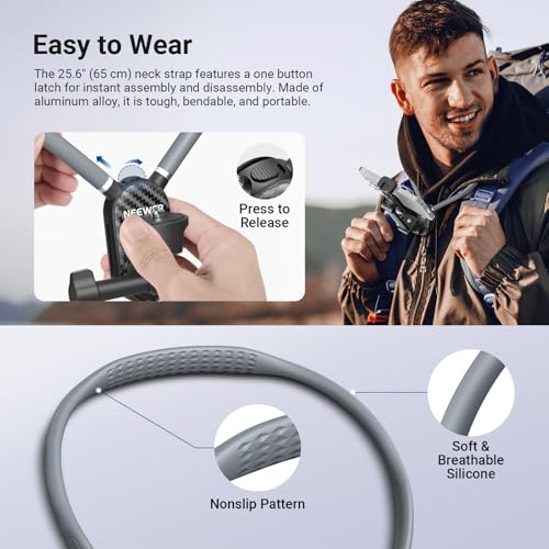 Image of NEEWER Neck Phone Holder, Quick Release Adjustable Bed Cell Phone Action Camera Chest Mount Accessories Kit Compatible with iPhone DJI Insta 360 Samsung for POV Vlogging Video Recording, GP48
