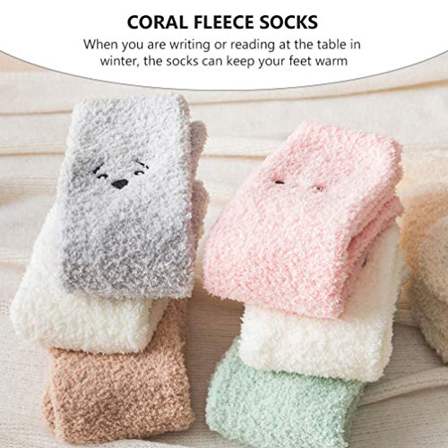 KESYOO 6pairs Coral Fleece Sleep Socks Adorable Ear Pattern of Warm Indoor Socks for Cozy Home Use Soft Breathable Skin-friendly Material for Comfort4