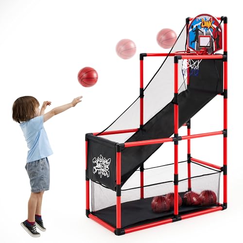 JOYIN Red Arcade Basketball Game Set, Indoor Basketball Hoop for Kids 3 to 12 Years Old, Easy Set Up...