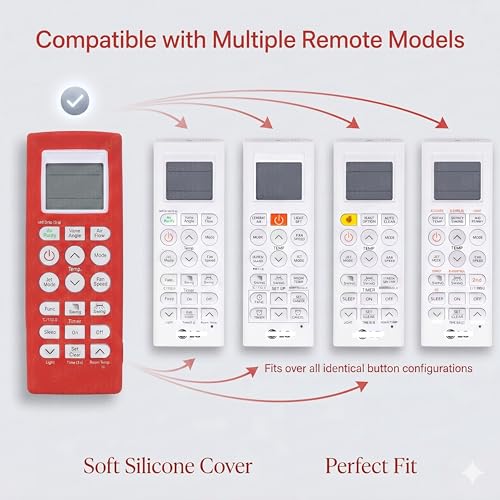 Image of SHOPOFLUX Silicone AC Remote Cover Compatible with LG AC Remote Full Wrap Protective Case with Lanyard [Remote NOT Included] (Red)
