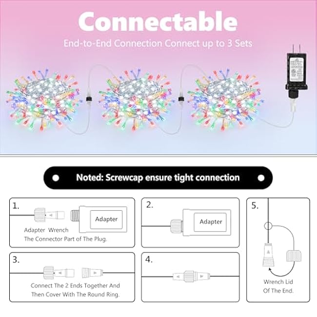 30FT Outdoor Water Flowing Lights - 240 LEDs Christmas Multicolor String Lights with 8 Basic Modes + 6 Flowing Modes,Outdoor Waterproof Timmer Memory Function Fairy Lights (White)