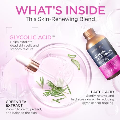 Image of Glycolic Acid Serum for Face 15%, Lactic Acid & Green Tea 1 Oz