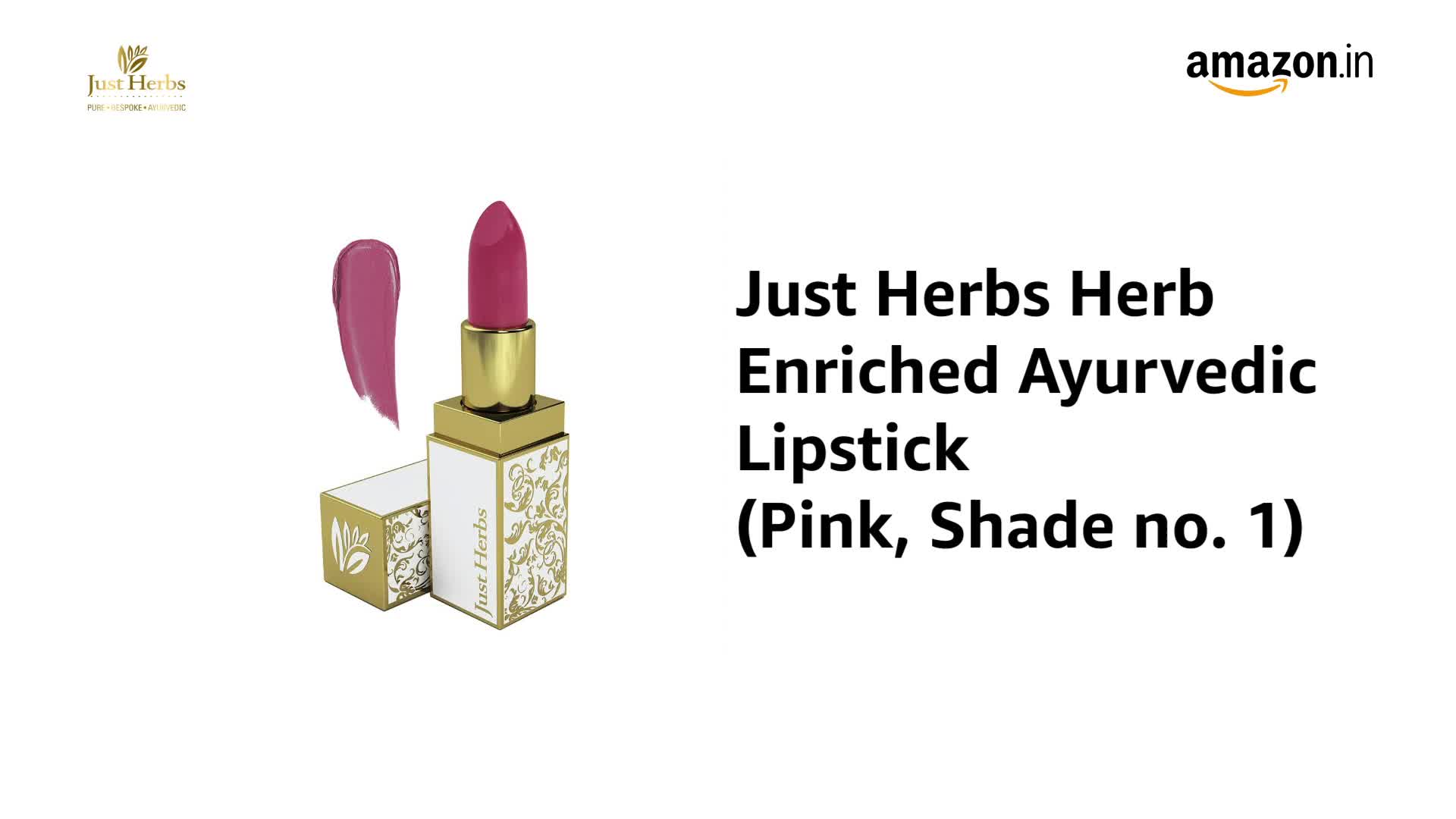 Image of Just Herbs Ayurvedic Lipsticks Half size