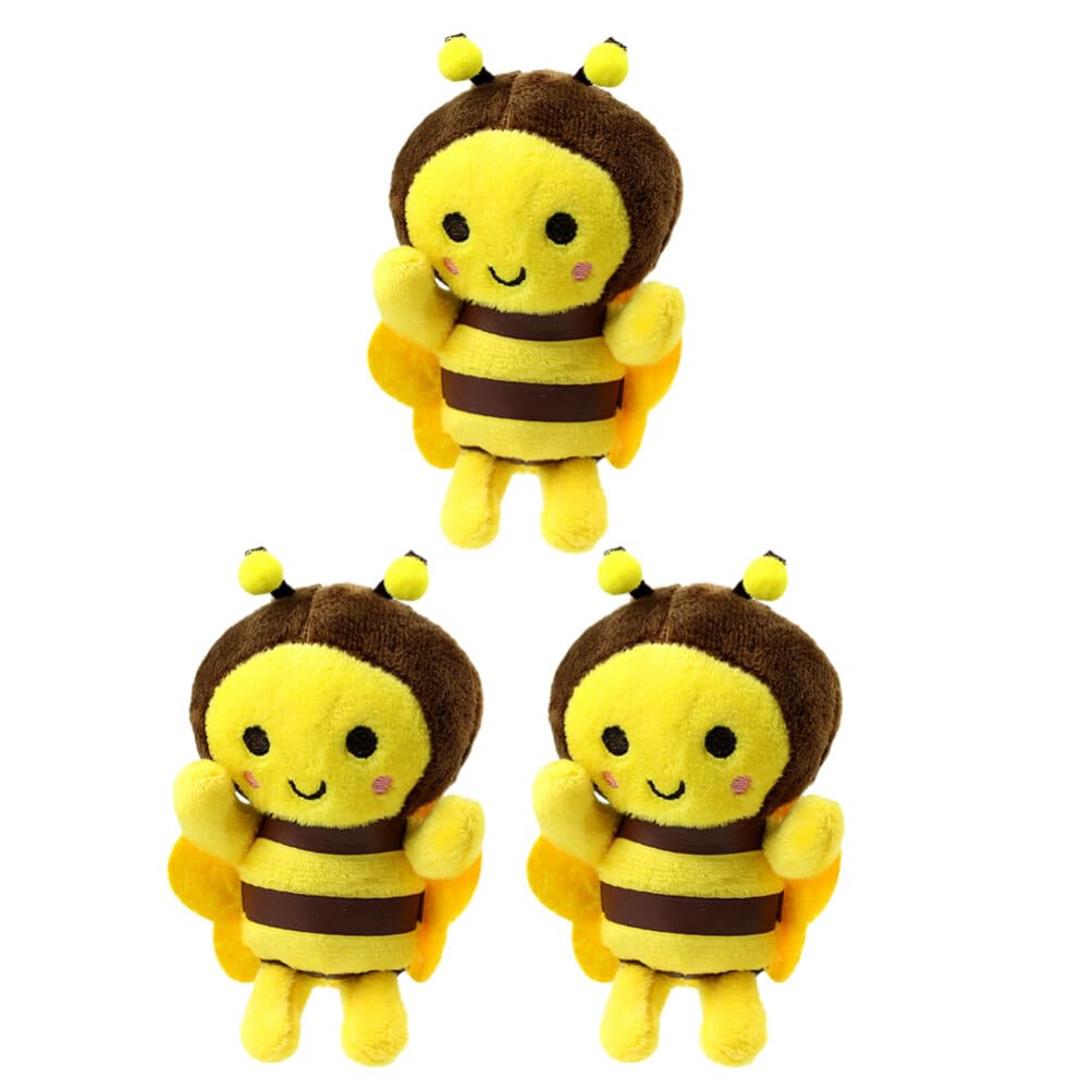 3Pcs Cute Bee Plush Pendant Soft Stuffed Bee Keychain Charms for Bags Fluffy Backpack Hanging Ornament for Girls