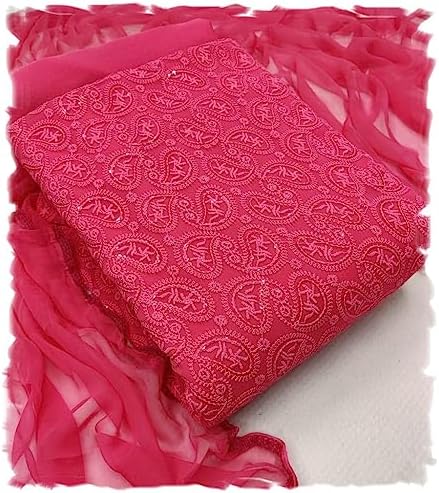 Pandadi Women's Georgette Lucknowi Chikankari Embroidered Unstitched Dress Material