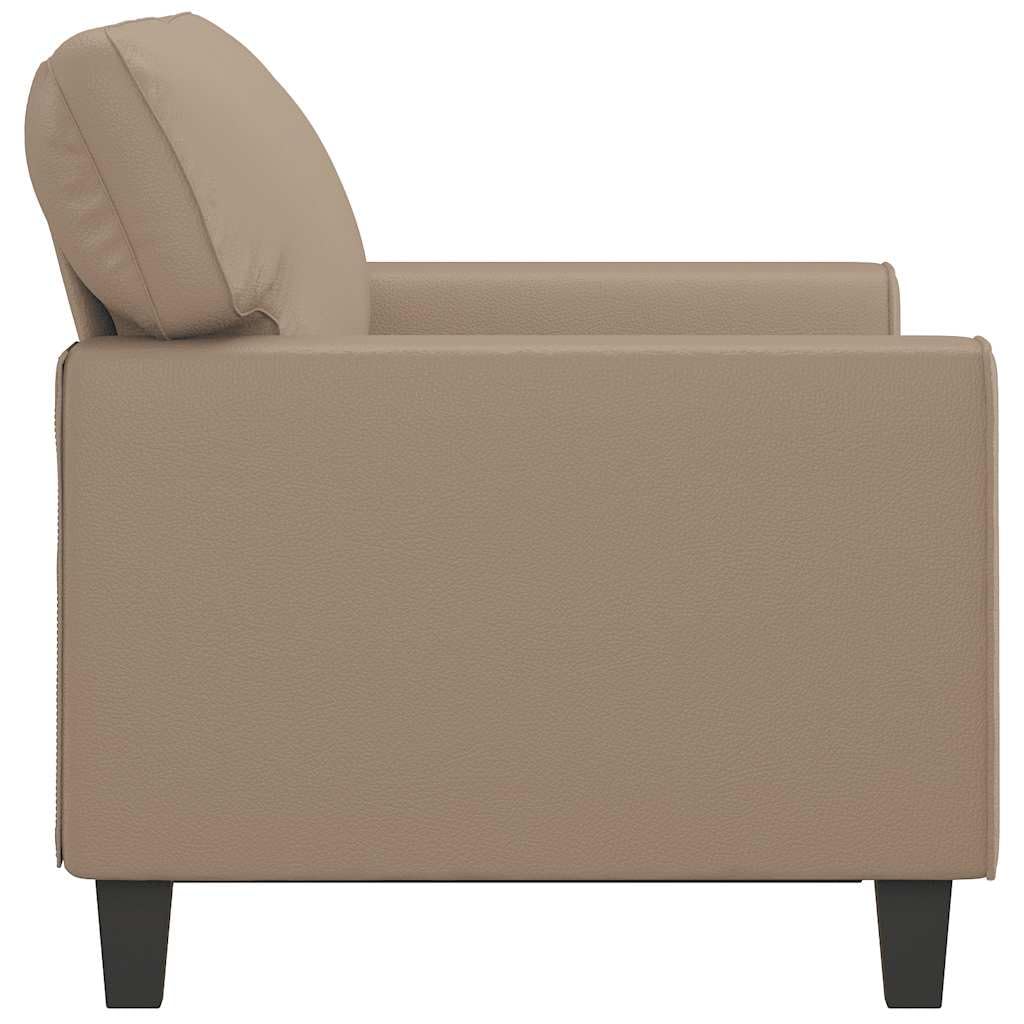 Sofá de 2 plazas de piel sintética, color marrón capuchino, 154 cm