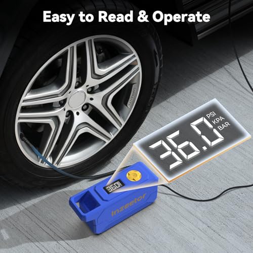 Image of 150 PSI Tire Inflator Portable Air Compressor with Digital Pressure, Blue