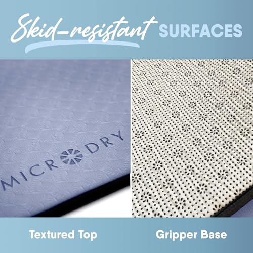 Image of MICRODRY Deluxe Fitness Exercise Yoga Mat for Home & Gym, Extra Thick for High Impact Training, Multi Layered Skid Resistant Surface, Odor Neutralizing with Carrying Strap