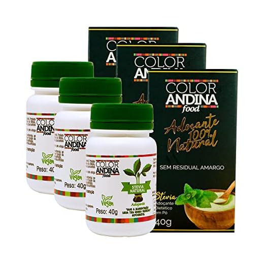 Adoçante Stévia Color Andina 40g-3 potes