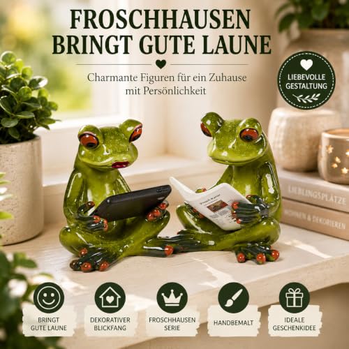 Figurines grenouille avec tablette et journal | Statuettes de 7 cm en polyrésine - 3
