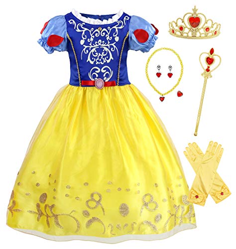 AmzBarley Prinzessin Schneewittchen Kostüm Kinder Mädchen Kleid Verkleidung Schick Party Kleider Halloween Karneval Cosplay Geburtstag Ankleiden Kleidung
