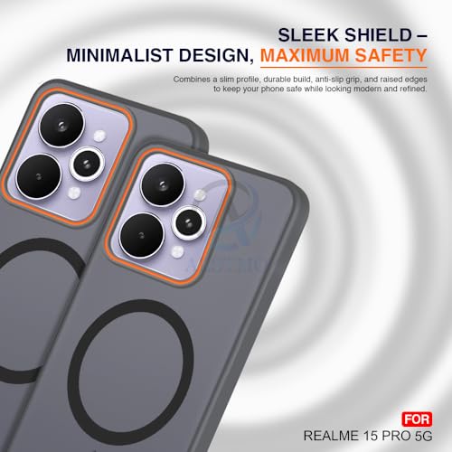 Image of AESTMO Realme 15 5G / 15 Pro 5G Back Cover | Slim Hard Shell | Matte Frosted Hard Back Translucent Back Cover for Realme 15 5G / 15 Pro 5G (Compatible with MagSafe Accessories, Black)