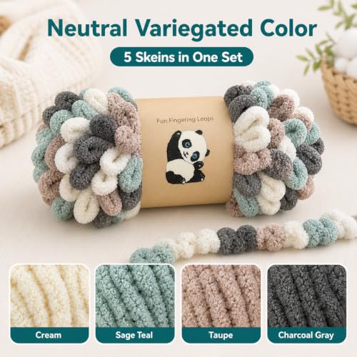 Image of Loop Yarn 5Packs,Shenlin Chunky Chenille Yarn for Hand Knitting Baby Blanket,Machine Washable Polyester Fluffy Thick Bulky Yarn for Scarfs,Craft