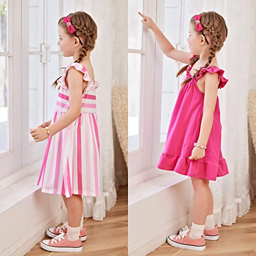 Patpat 3 Packs Girl Toddler Dresses Sleeveless Flamingo Striped Toddler Casual Dresses 3 Years Multicoloured 2-3T #TOP5