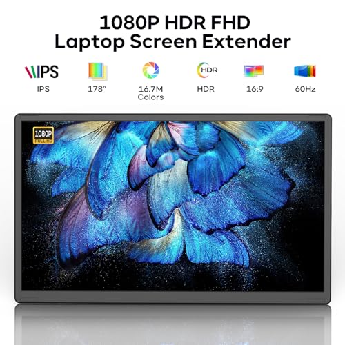 Image of Laptop Screen Extender, 15.6'' 1080P FHD Laptop Monitor Extender with 235Rotation Detachable Dual Monitor, Plug & Play, Triple Screen for 13 inch-17.3 inch Laptops Compatible with Mac /Wins /Android /Dex