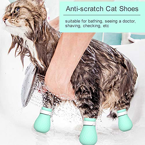 Sapatos para gatos Blusea antiarranhões, sacola de cuidados para gatos, botas de silicone para anima