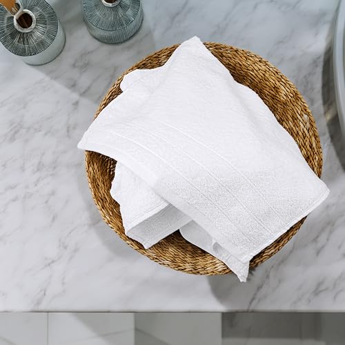 Image of Tens Towels Pack of 6 Hand Towels, 100% Cotton, Lighter Weight, Quick to Dry, 16 x 28 Inches, Super Soft & Absorbent, Perfect for Bathroom & Kitchen, White