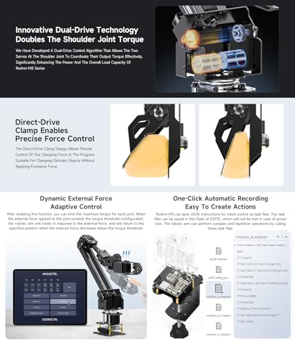 Waveshare Robotic Arm Kit, Desktop Robot Kit, 5 + 1 DOF, Based On ESP32, Wireless Control, 2-DOF Wrist Joint, Compatible with LeRobot, Adopts 5X All Metal ST3235 Bus Servos - Image 7