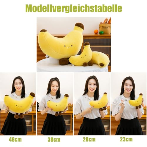 PlüSchtier Stofftier Banane,Gelbe Banane Kawaii Kissen Langes,PlüSch Bananen Kissen Obst GefüLlte Baumwolle PlüSchtier, Lustiges Frucht Design,Zimmerdekoration,Dekokissen Mit SüßEn FüßChen (23cm)