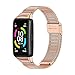 3Chome Metal Strap for Honor Band 6 Smart Wristband, Stainless Steel Bands for Huawei Band 6 Wrist Watch Replacement Bracelet (Rose Gold), 156mm-226mm